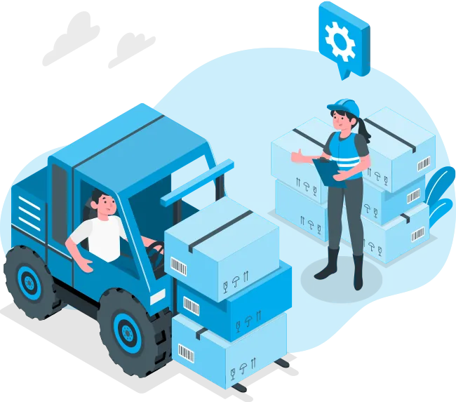Illustration of a delivery driver with cartons