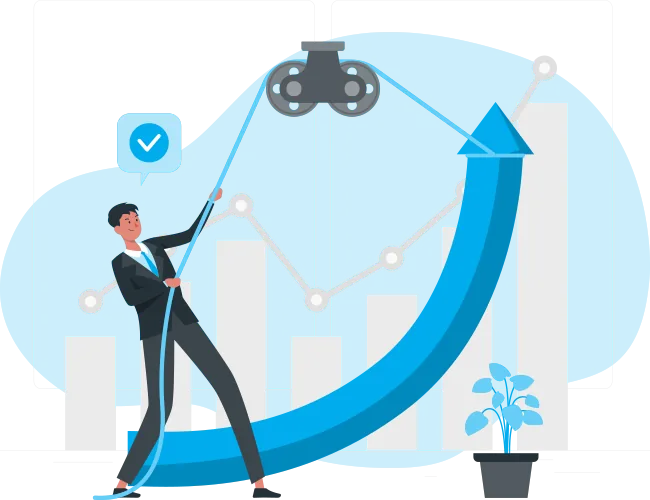 Illustration of a business chart rising